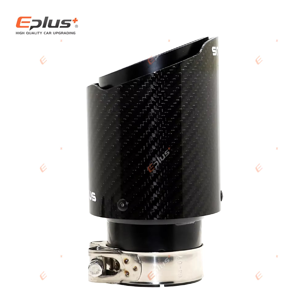 REMUS Car Gloss Carbon Fiber Muffler Tip Exhaust System Pipe Mufflers Nozzle Universal Straight Stainless Black Auto Parts