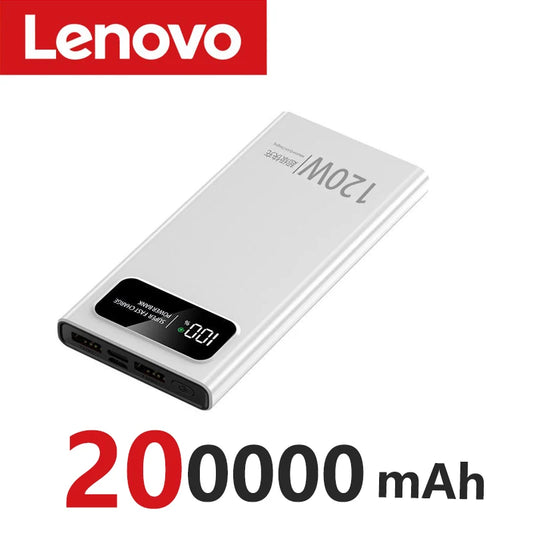 Lenove 120W Super Fast Charging Power Bank 200000Mah Ultralarge Capacity Digital Display Power Bank for Iphone External Battery