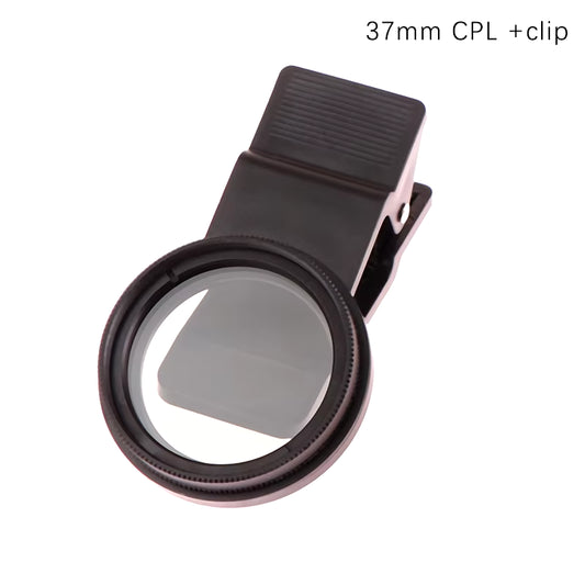 Universal with Clip Portable Professional Phone Polarizer Wide Angle Lens 37/52MM CPL Filter Circular Camera Black Accessories