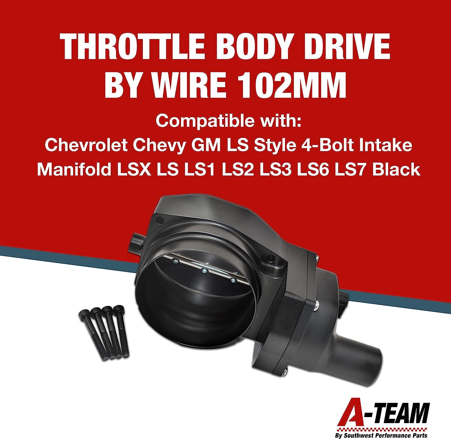 - Throttle Body Drive by Wire 102Mm - Compatible with Chevrolet Chevy GM LS Style 4-Bolt Intake Manifold LSX LS LS1 LS2 LS3 LS6 LS7 Black