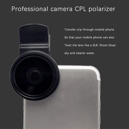 Universal with Clip Portable Professional Phone Polarizer Wide Angle Lens 37/52MM CPL Filter Circular Camera Black Accessories