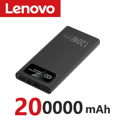 Lenove 120W Super Fast Charging Power Bank 200000Mah Ultralarge Capacity Digital Display Power Bank for Iphone External Battery