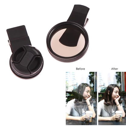 Universal with Clip Portable Professional Phone Polarizer Wide Angle Lens 37/52MM CPL Filter Circular Camera Black Accessories