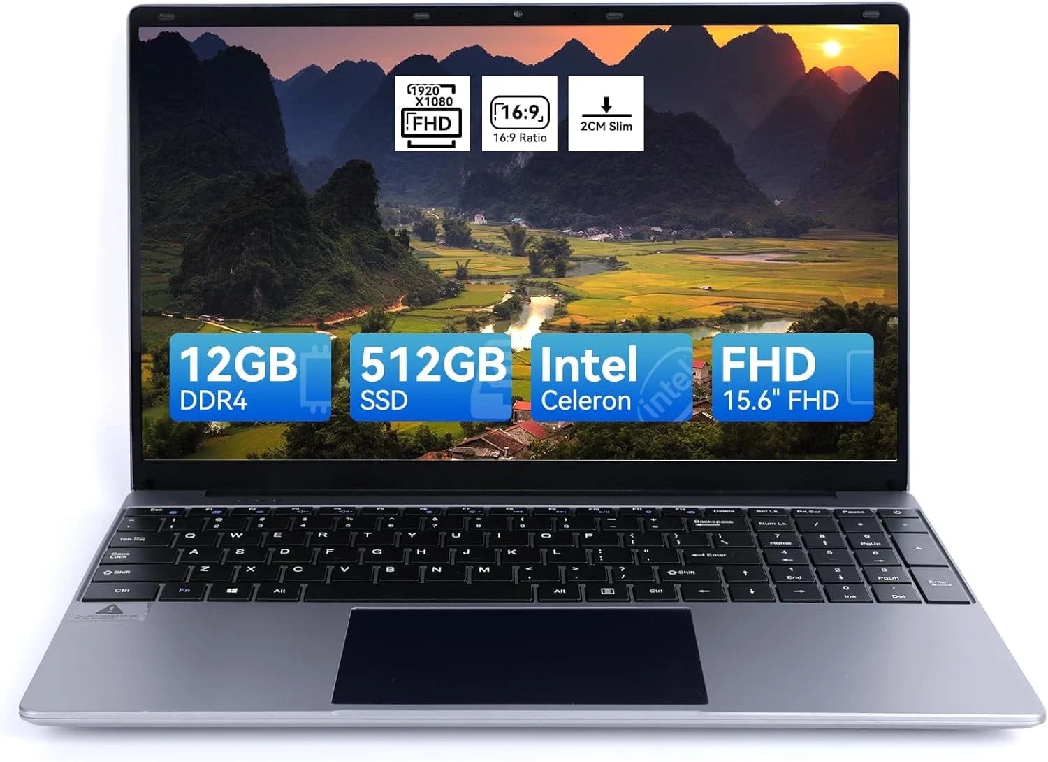 15.6''Laptop 12GB DDR4 512GB SSD, Quad-Core Intel Celeron N5095 Processors, 1080P IPS FHD Display Laptop Computer, Numeric Keypad USB 3.0, Bluetooth 4.2, 2.4/5G Wifi