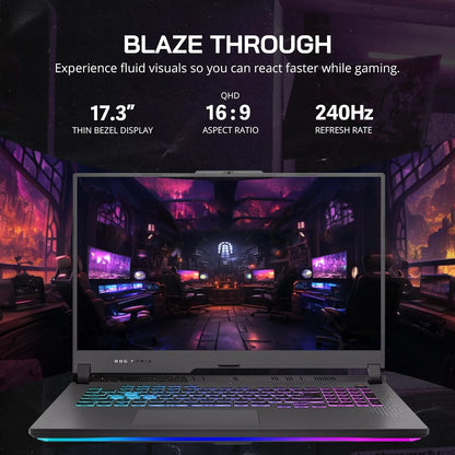 ROG Strix G17 Gaming Laptop, 17.3" QHD 240Hz Laptop, AMD Ryzen 9-7845HX, NVIDIA Geforce RTX 4060, 64GB DDR5, 2TB Pcie SSD, RGB Backlit Keyboard, Wi-Fi 6E, Win 11 Home, with Hotface 32GB USB Card