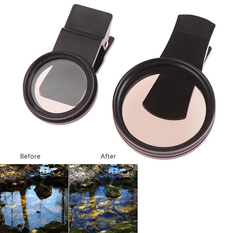 Universal with Clip Portable Professional Phone Polarizer Wide Angle Lens 37/52MM CPL Filter Circular Camera Black Accessories